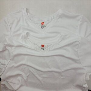 2 pack Hanes Cool Dri T-Shirt Women's XL White V Neck pack of 2